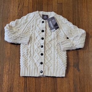 Cream Cable Merino Wool Cardigan By Aran Woollen Mills
